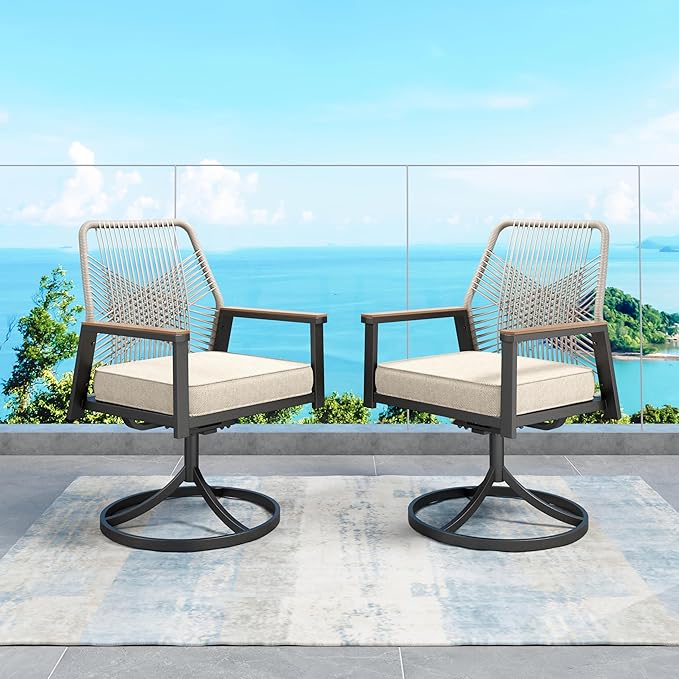 Sunshine Valley Set of 2 Swivel Dining Chairs with Gray Textilene Sling (E02GF093‑B‑N)